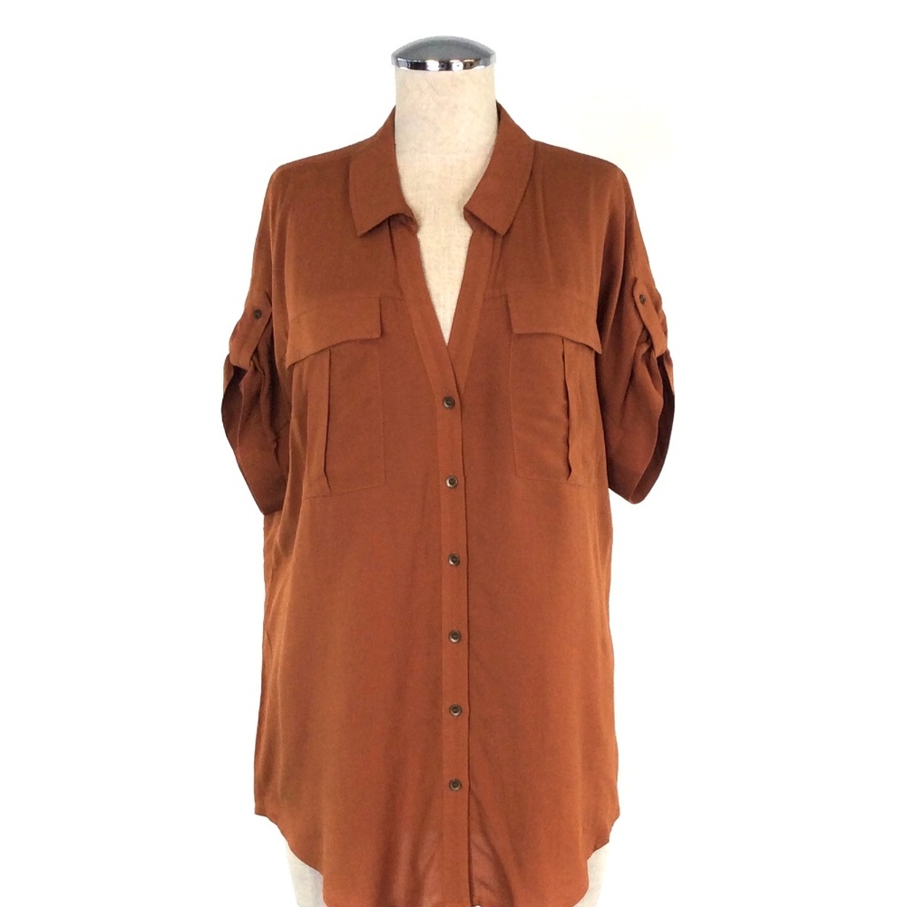 ANTHROPOLOGIE Edme & Esyllte Orange Blouse #TT7